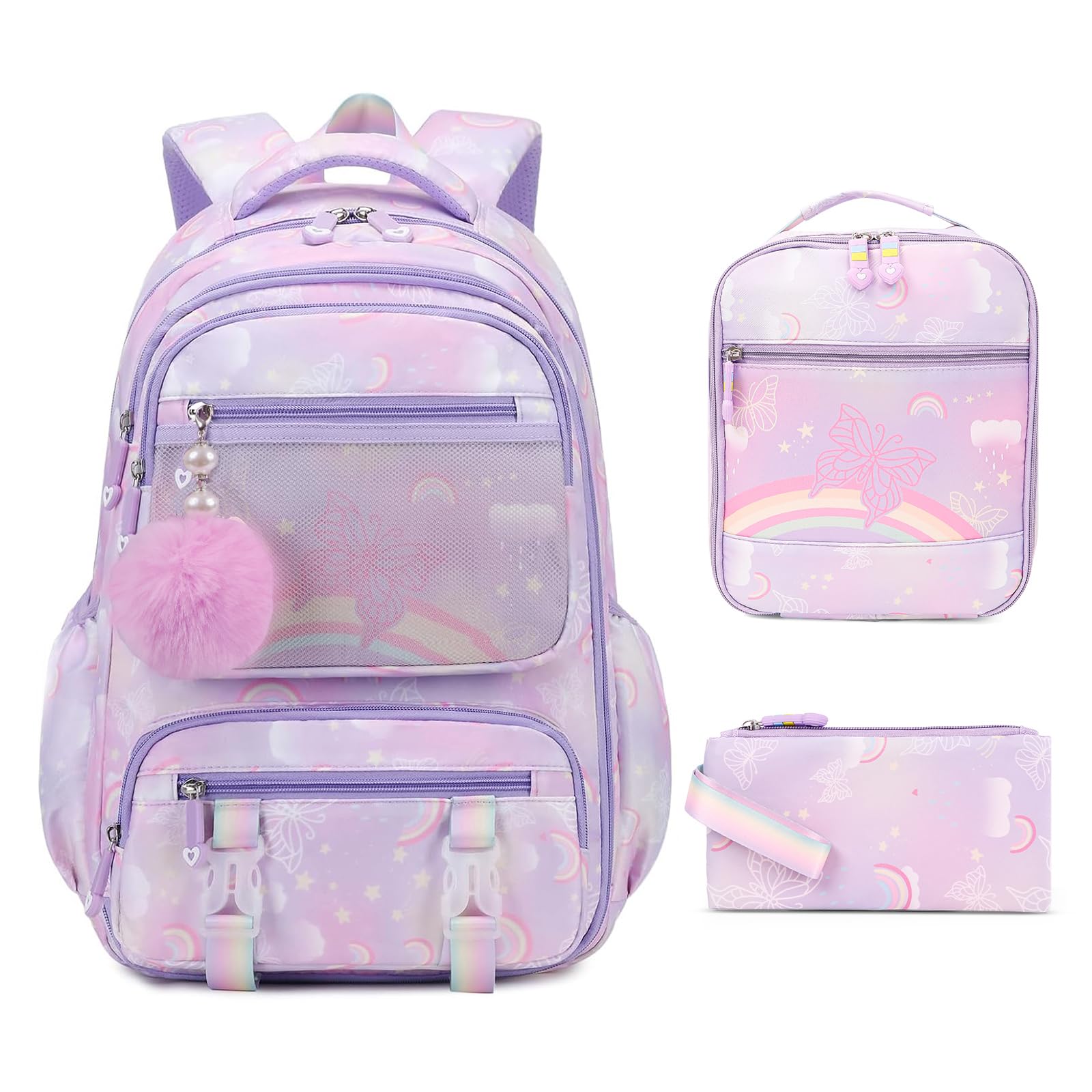 EYRXK Kawaii Backpack Starry Rainbow Bookbag For Boy Girl