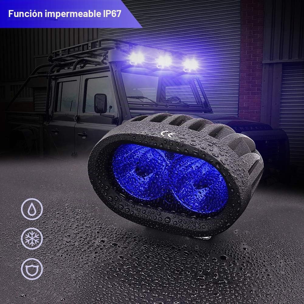 LED carretilla elevadora luz 20W azul luz de seguridad, 2PCS almacén luz de advertencia de seguridad motocicleta conducción niebla luz de trabajo 12-80V para coche todoterreno camión Tractor