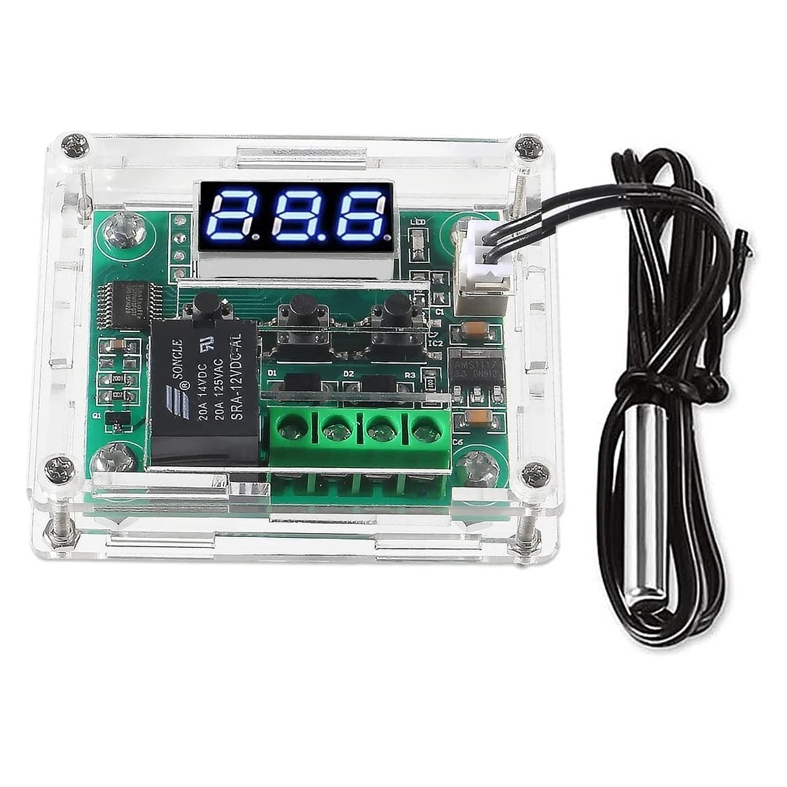 2 unidades XH-W1209 termostato digital -50 ~ 110 ℃ 12 V controlador de temperatura módulos con funda y muestra
