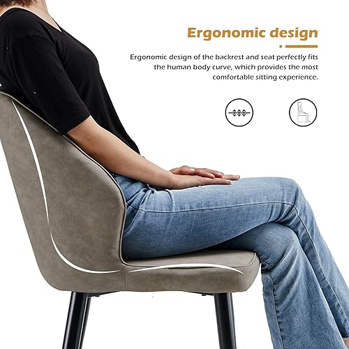 Miniatura 7 de CLIPOP Juego de 2 sillas de comedor de piel sintética, sillas de cocina modernas con asiento tapizado, respaldo alto, sillas de comedor para cocina,