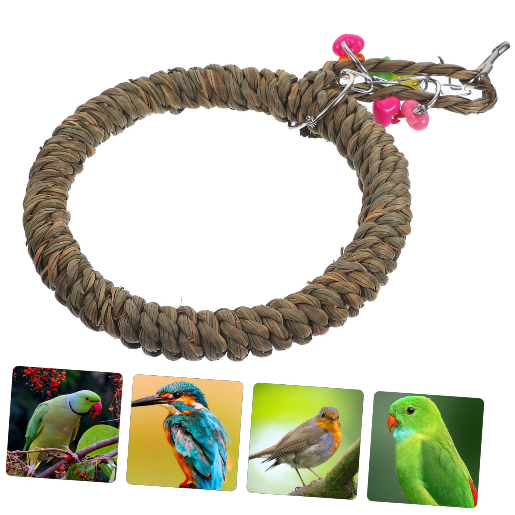 POPETPOP 5piezas Perch Stand Colgante para Pájaros Hamaca De Cuerda Natural para Periquitos y Loros Juguete De Verano para Mascotas Soporte Resistente y Duradero