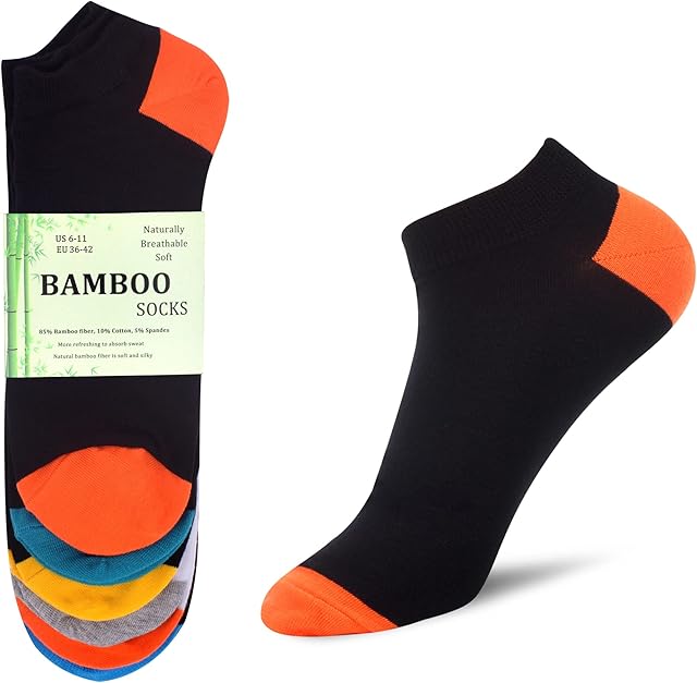 WeciBor Men's Bamboo Lightweight Ankle Socks Smart Breathable Super Soft Casual Low-Cut Socks 6 Pairs Size 7-12