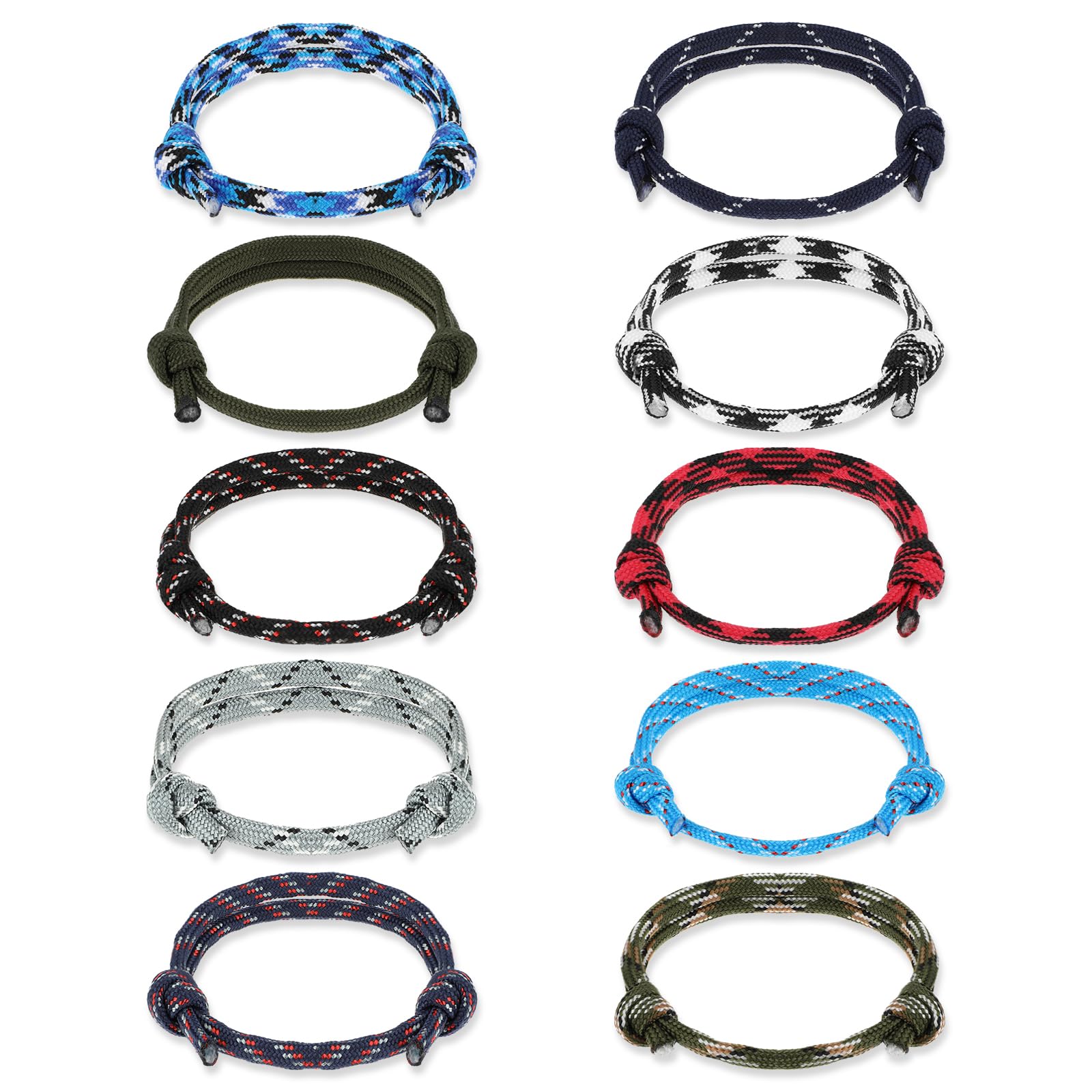 Braided Rope Bracelet for Men, Nautical Braided Paracord Mens Rope Bracelets Set Navy Cord Adjustable String Wave Bracelets