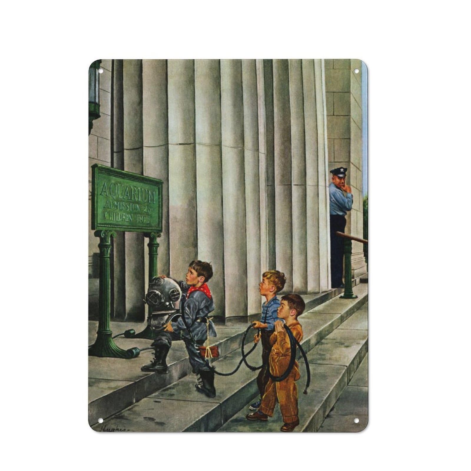 Junmoney On The Stairs Retro Metal Wall Sign 40X30cm With For Pub Or Café, A Housewarming Gift For Hospitality Wall Decor Collectors