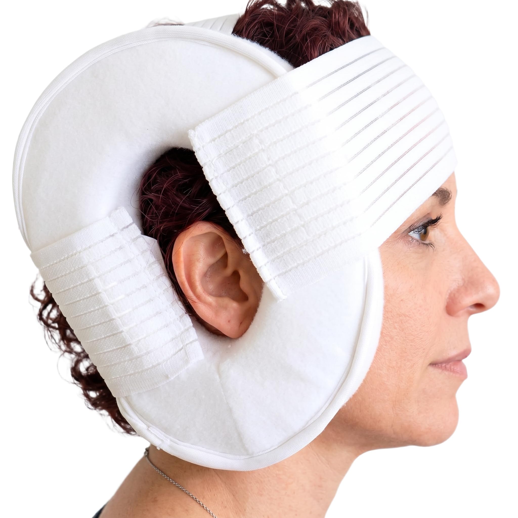 KMINA Piercing Pillow, Ear Pillow with Hole Side Sleepers, Adjustable Strap - Made in Europe
