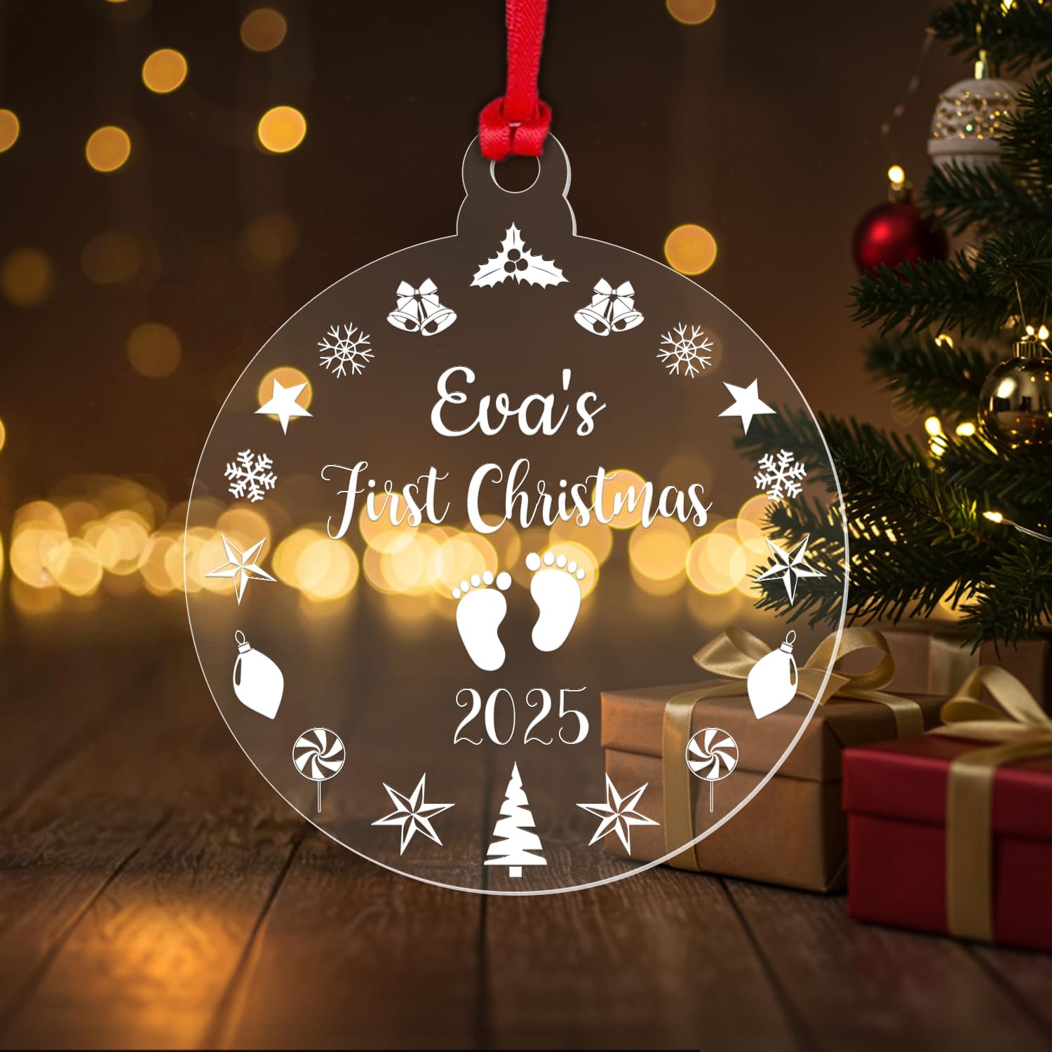 Personalised Babys First Christmas Bauble 1st Xmas Hanging Tree Decoration Gift