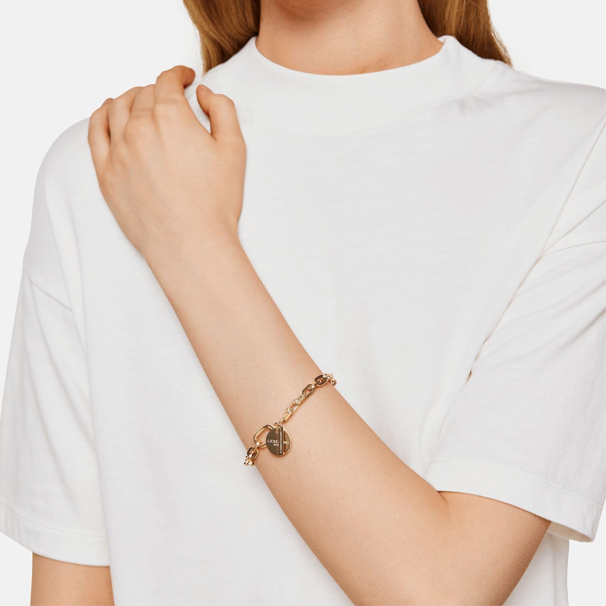 Liebeskind LJ-0417-B-21, Pulsera cadena Mujer, Oro, 16 centimeters