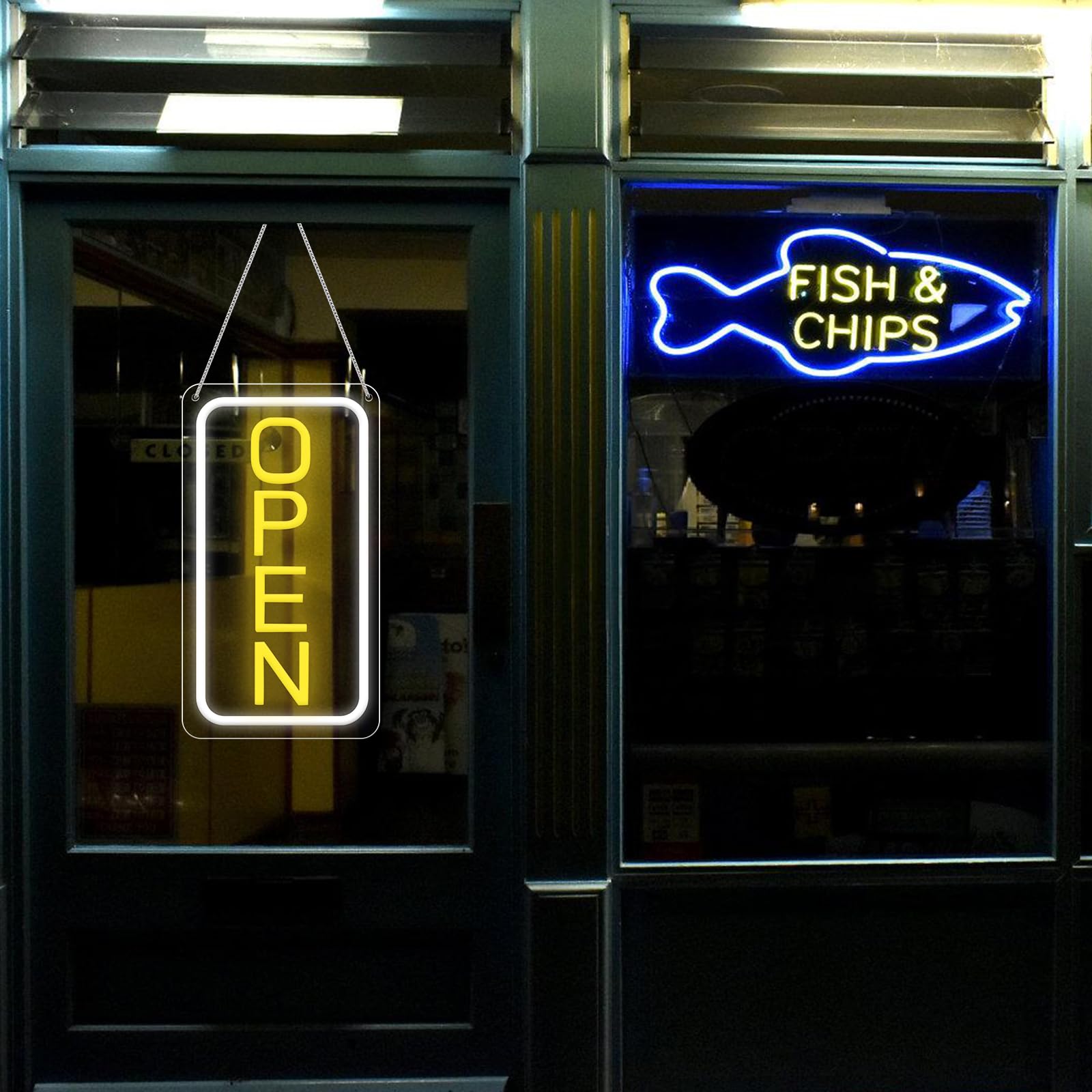 PORFOYO Cartello aperto al neon, 18.8 x 38 cm, luce al neon, alimentato da USB, per bar, club, negozi, ristoranti, caffè