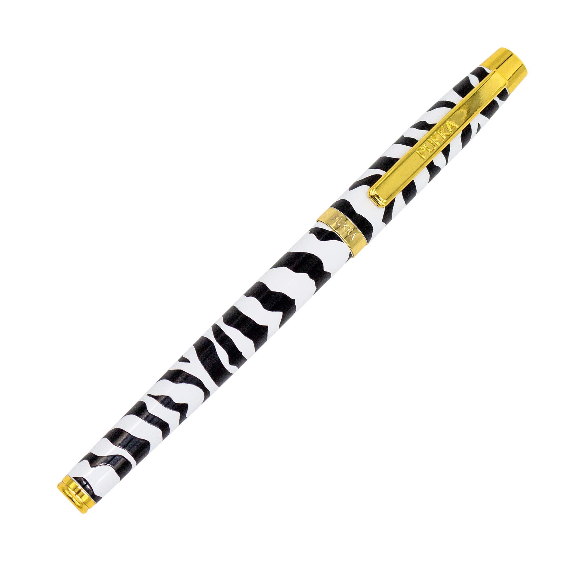 Pukka PadWild Premium Ballpoint Pen with Gold Foil Display Box and Hanging Ribbon - Black Ink - Zebra