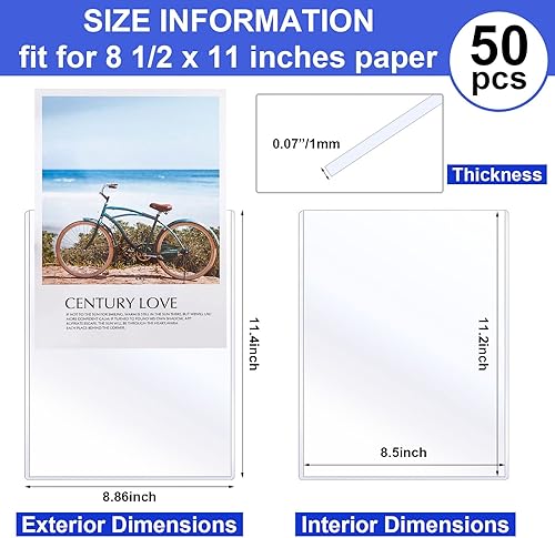 Miniatura 2 de 50 protectores rígidos de impresión de 8-12 x 11 pulgadas, protectores de papel de plástico rígido transparente, protectores de hojas transparentes