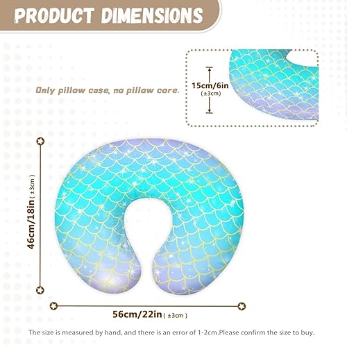 Miniatura 4 de Forchrinse Funda de almohada de lactancia con escamas de sirena azul para niñas, funda de almohada de lactancia de princesa para madres que