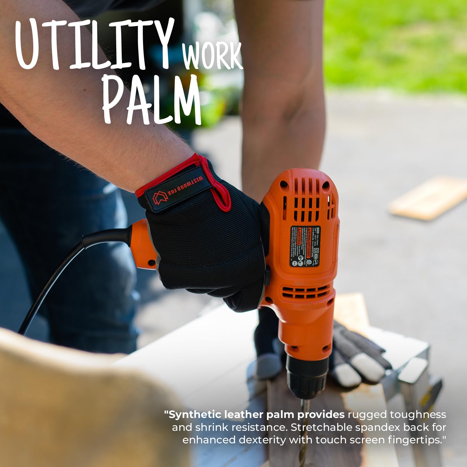 Guanti da lavoro di sicurezza Guanti da giardinaggio resistenti per uomini a prova di spina imbottito protezione del palmo touch screen traspirante costruttore meccanico di lavoro (Nero, XL)