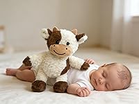 Vista 2 de Juguete de peluche de vaca de vaca de 11.8 pulgadas para niñas y niños (soporte vaca marrón1)