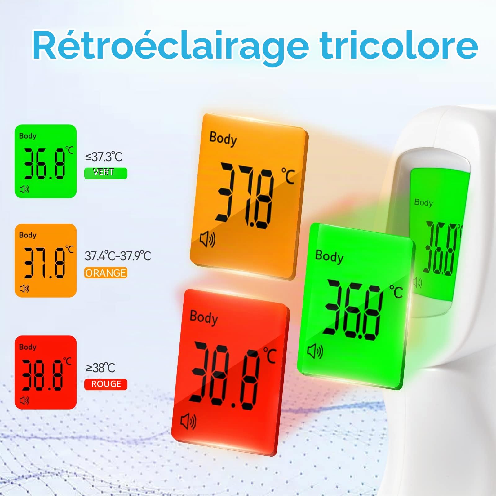 Berrcom Thermomètre Frontal Adulte et Bébé, Thermomètre Médical Infrarouge sans Contac avec Lecture Instantanée, Alarme de Fièvre