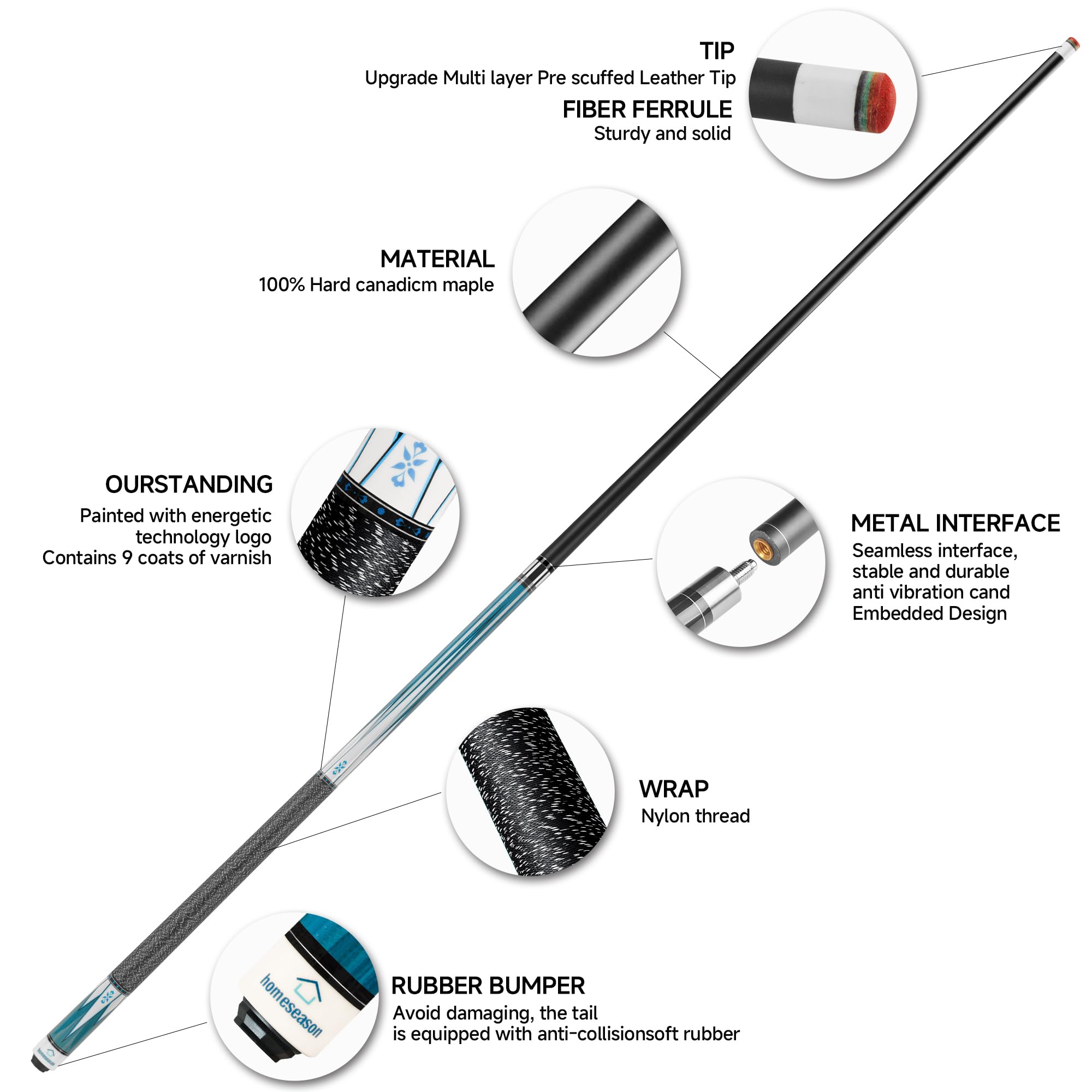 HomeSeason Pool Cue Stick 58