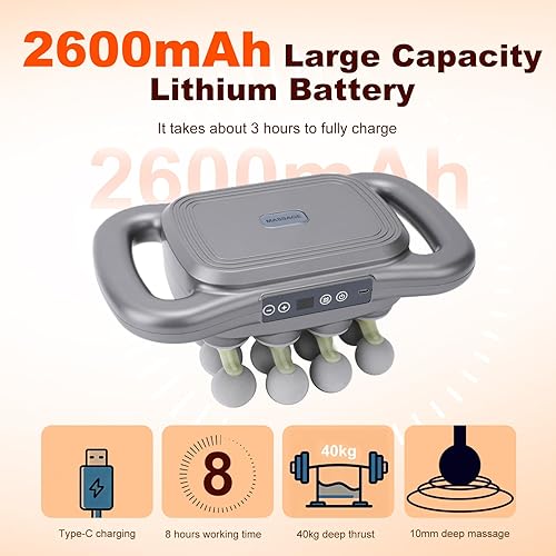 Miniatura 5 de Juego de pistolas de masaje de 28 cabezas, masajeador de percusión de tejido profundo con 9 modos y 9 intensidades ajustables, pistola de masaje