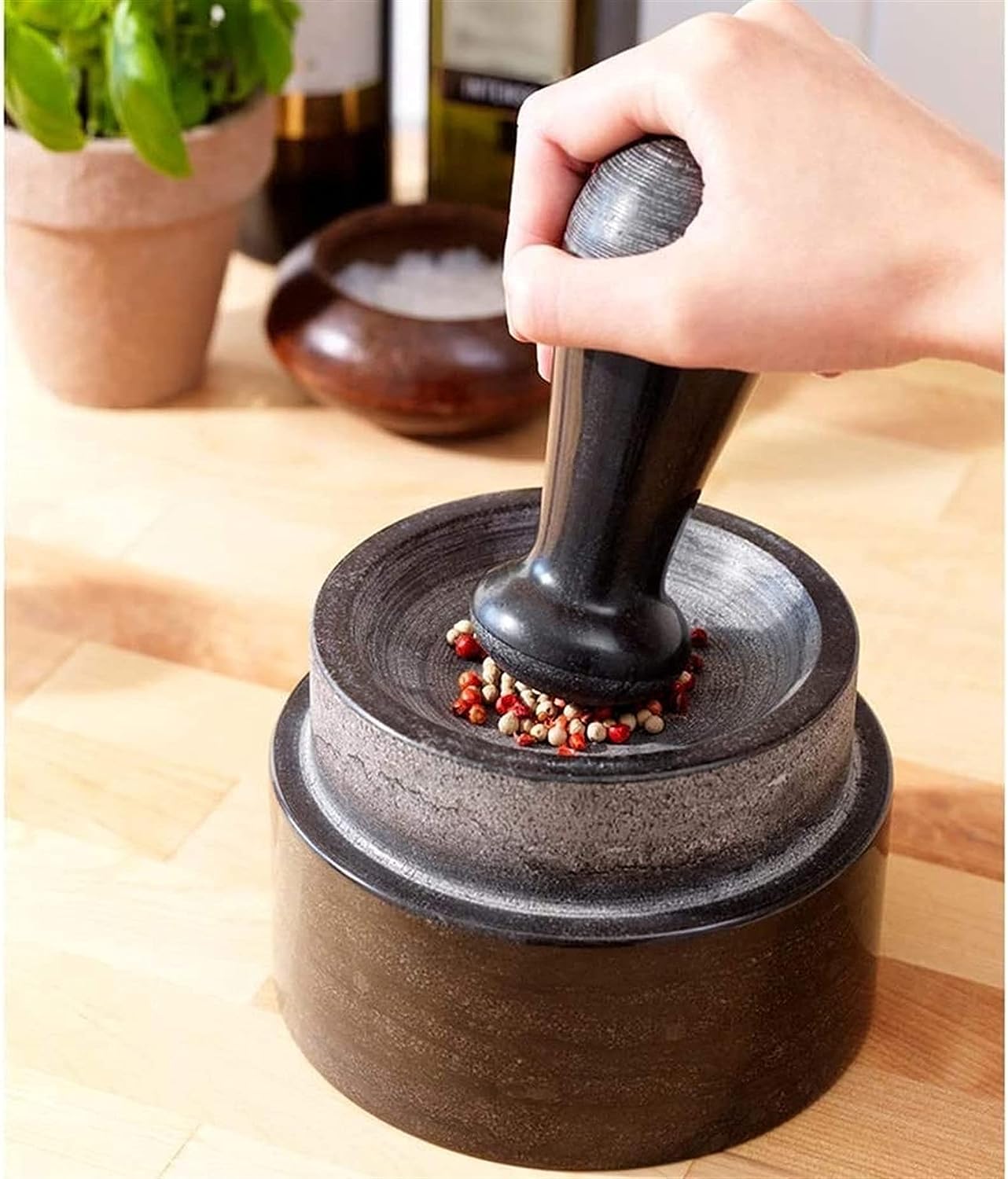 Set Mortaio E Pestello In Acciaio Inox 304 - Con Pennello, Cucchiaio E Coperchio, 250ml - Foto 4