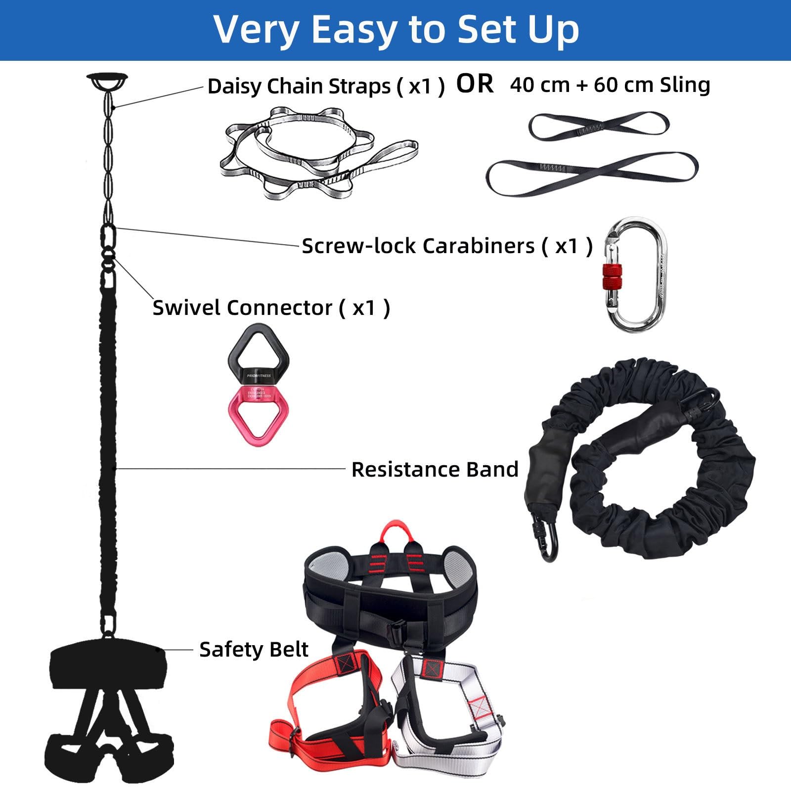 Bungee Trainer Sospensione, Set di cinture di resistenza per yoga, corda da danza elastica 4D, corda elastica pesante per l'allenamento, attrezzature per esercizi elastici per la casa