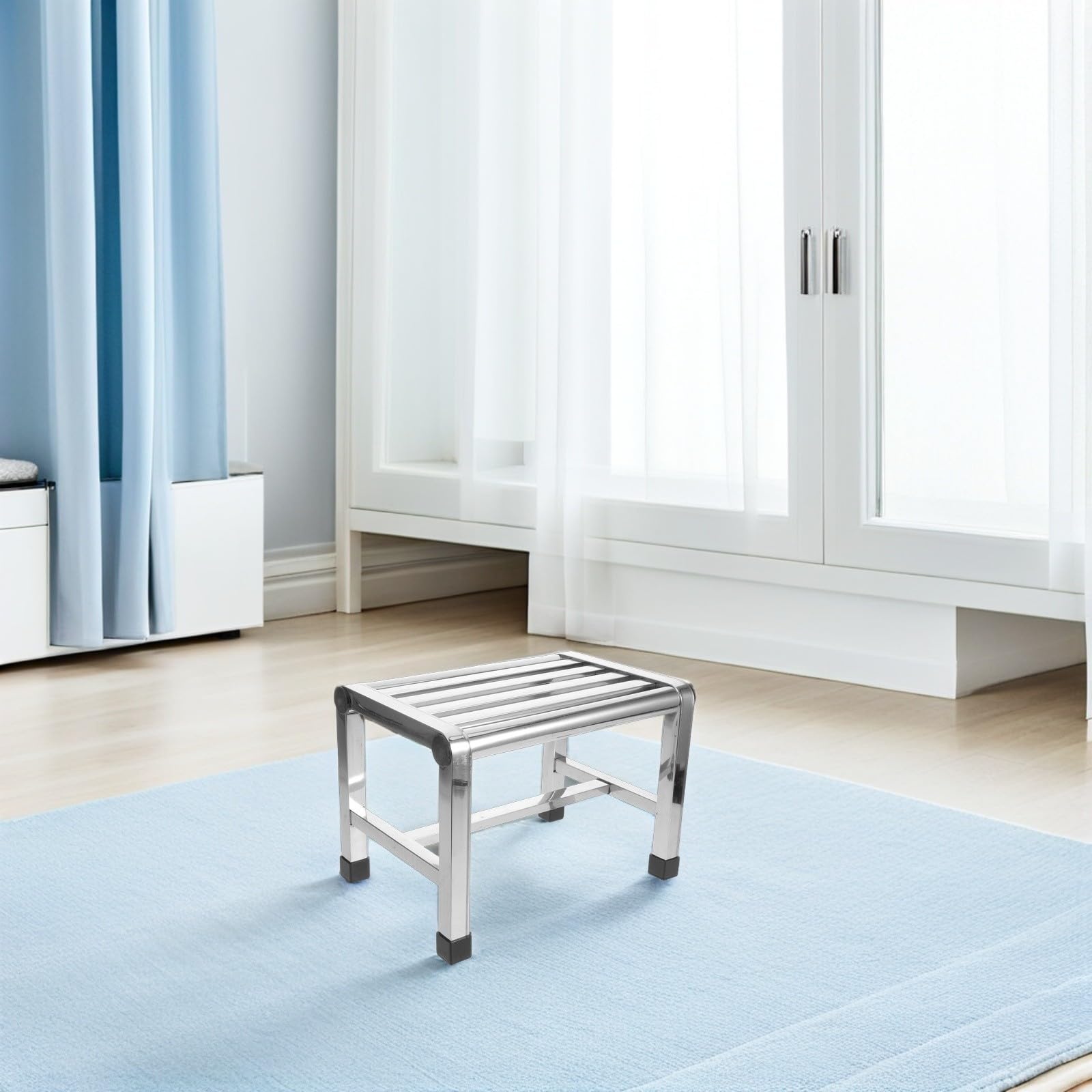 Lurrose Sgabello da doccia in acciaio inox, panca bassa impermeabile per il | Panca da doccia, struttura robusta, impermeabile per ambienti umidi, ideale per il bagno o la cucina.