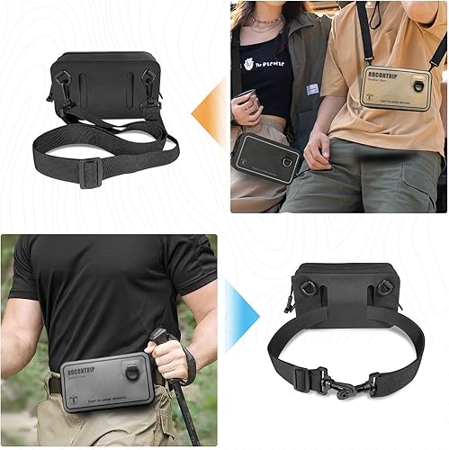 Miniatura 7 de ROCONTRIP Bolsa seca 100% impermeable, paquete de cintura seca con cremallera hermética correa ajustable, bolsa cruzada ligera para kayak, esnórquel