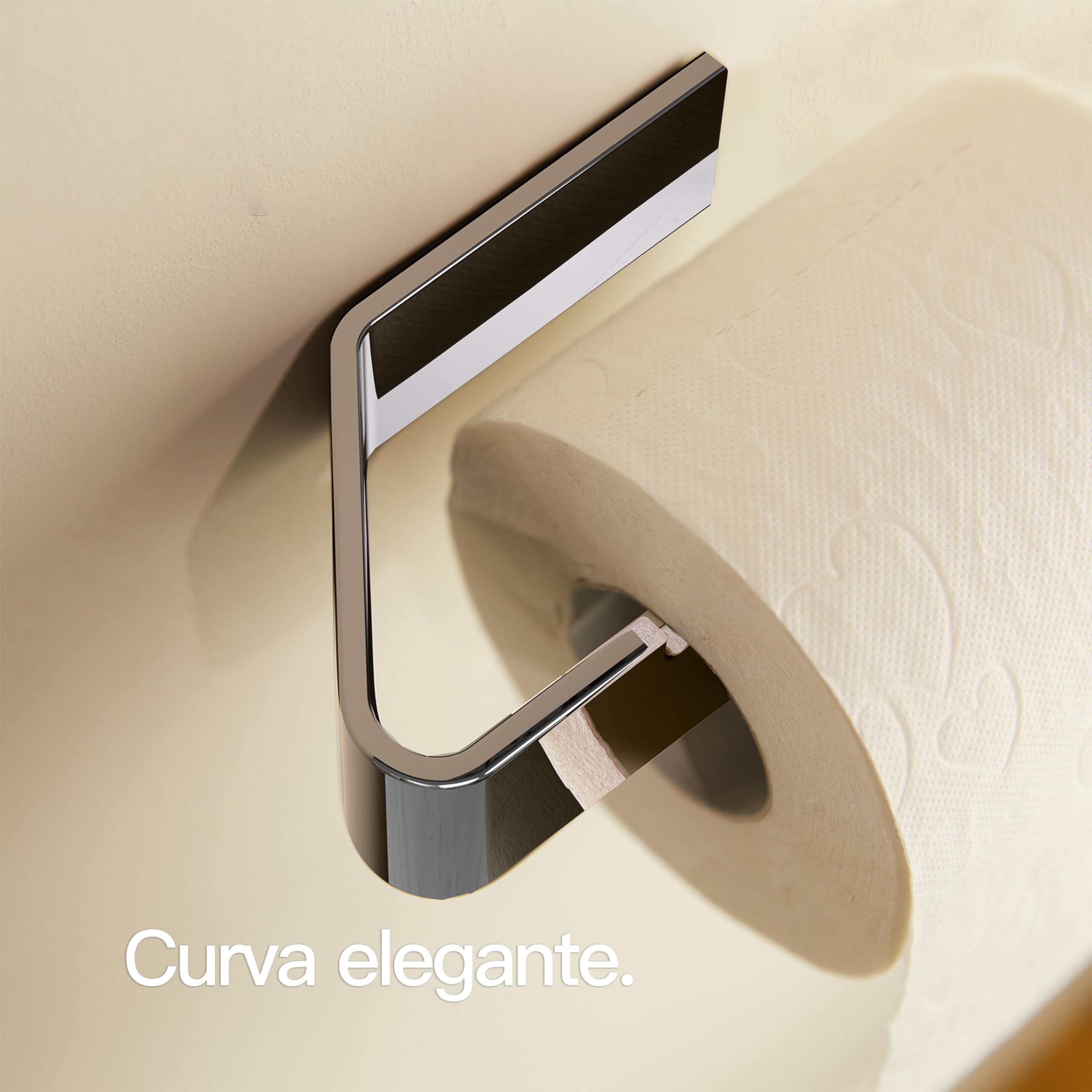 Designfabrik Hamburg Portarotolo Carta Igienica I Moderno Porta Carta Igienica Adesivo I Accessori Bagno Senza Forare (Cromo, senza Ripiano)