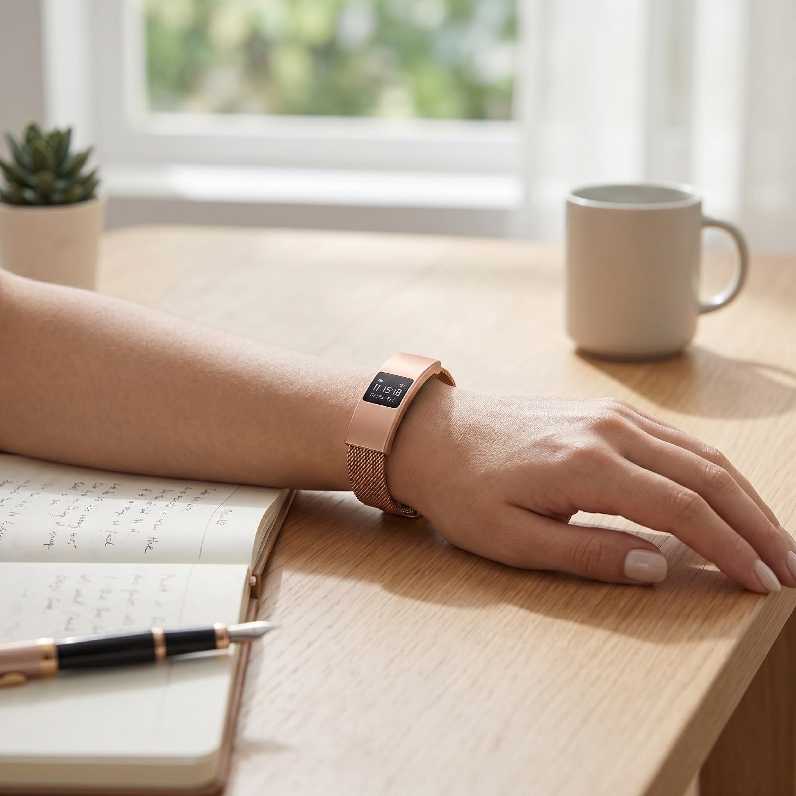 Dpofirs Braccialetto Smart Indossabile, Tracker attività Fitness per Donna e Uomo, Cinturino Regolabile in Acciaio Inox, for Sport Quotidiano e Allenamento