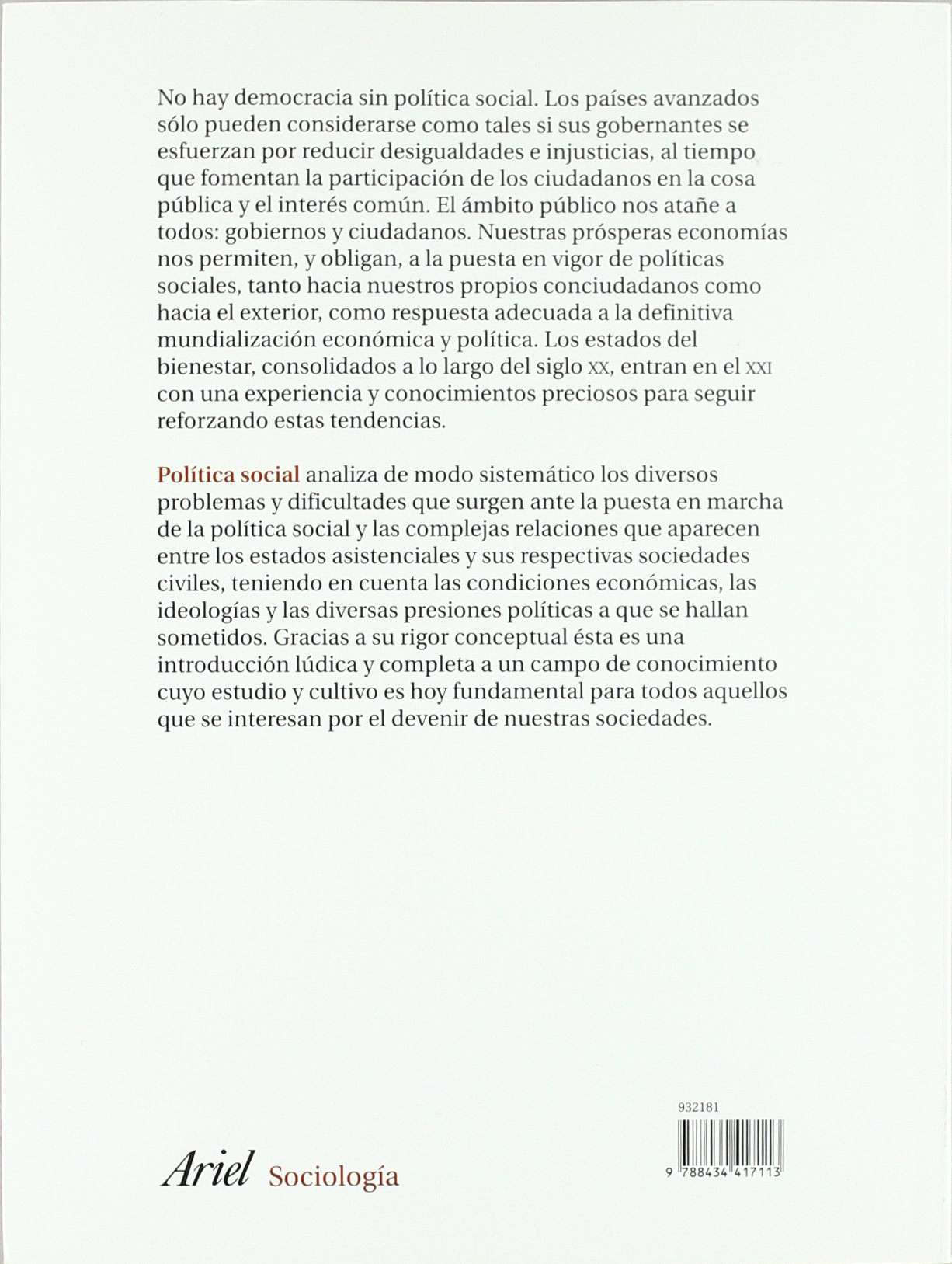 Política social (Ariel Ciencias Políticas)