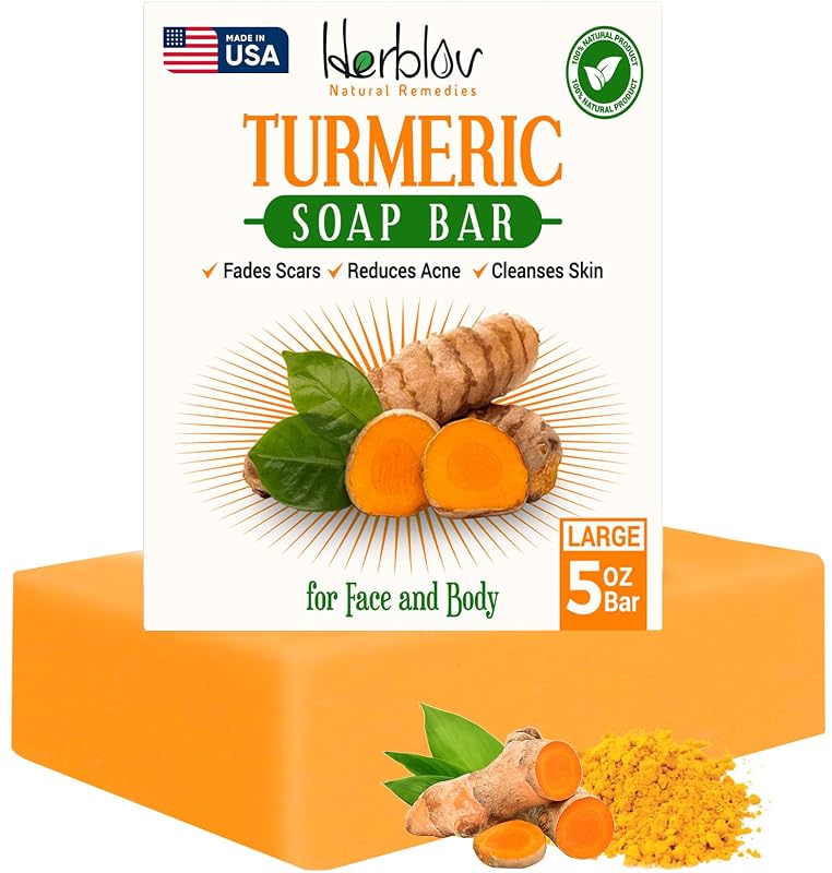 Herblov Sabonete em barra com cúrcuma para rosto e corpo, 150 g