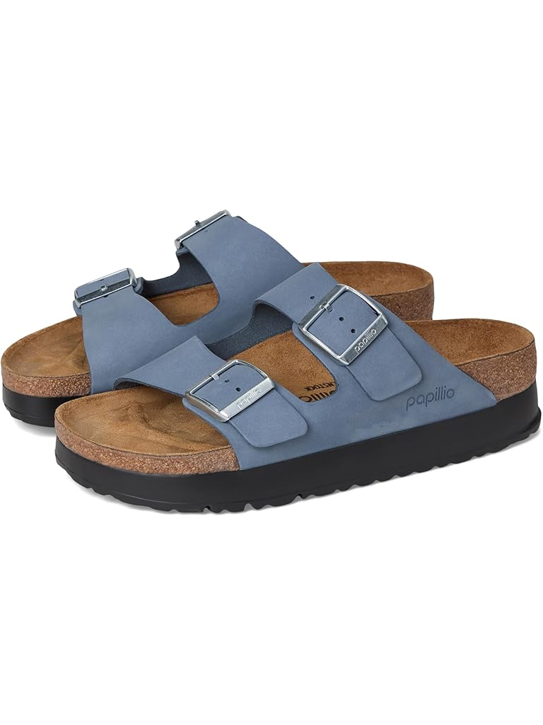 Blue Birkenstock Papillio by Birkenstock Arizona Platform Sandal - Nubuck