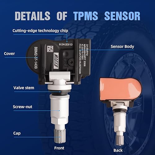 Miniatura 2 de MACAX Sensor de sistema de monitoreo de presión de neumáticos (TPMS) de 315 MHz, reemplazo a presión para BBM2-37-140B, BBM237140A BBM23-7140A,