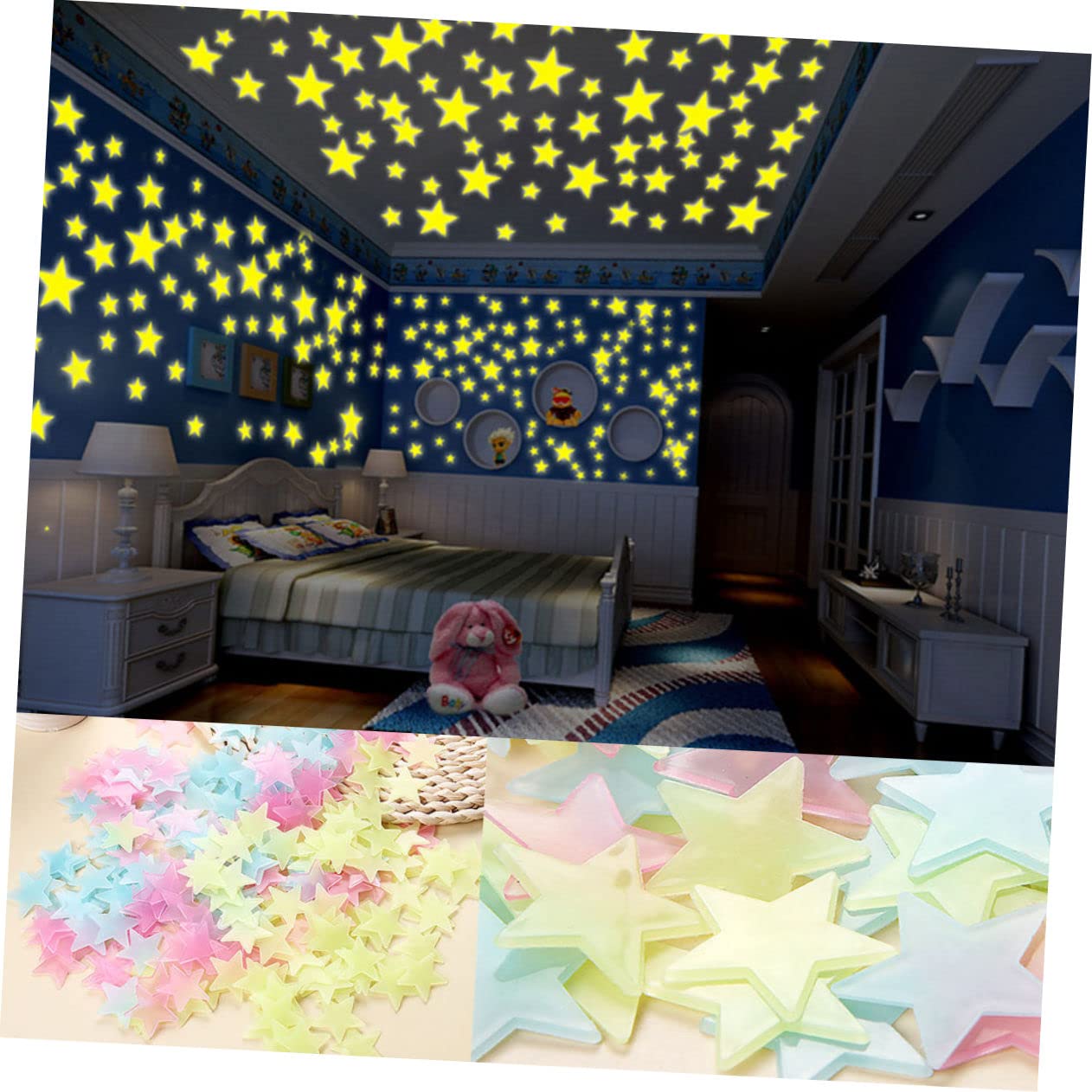 Beatifufu 100 Pcs Glowthe Wall Stickers Fluorescent Decals for Kids Bedrooms Ceilings Home Decor Green for Baby Girls and Boys - Image 2