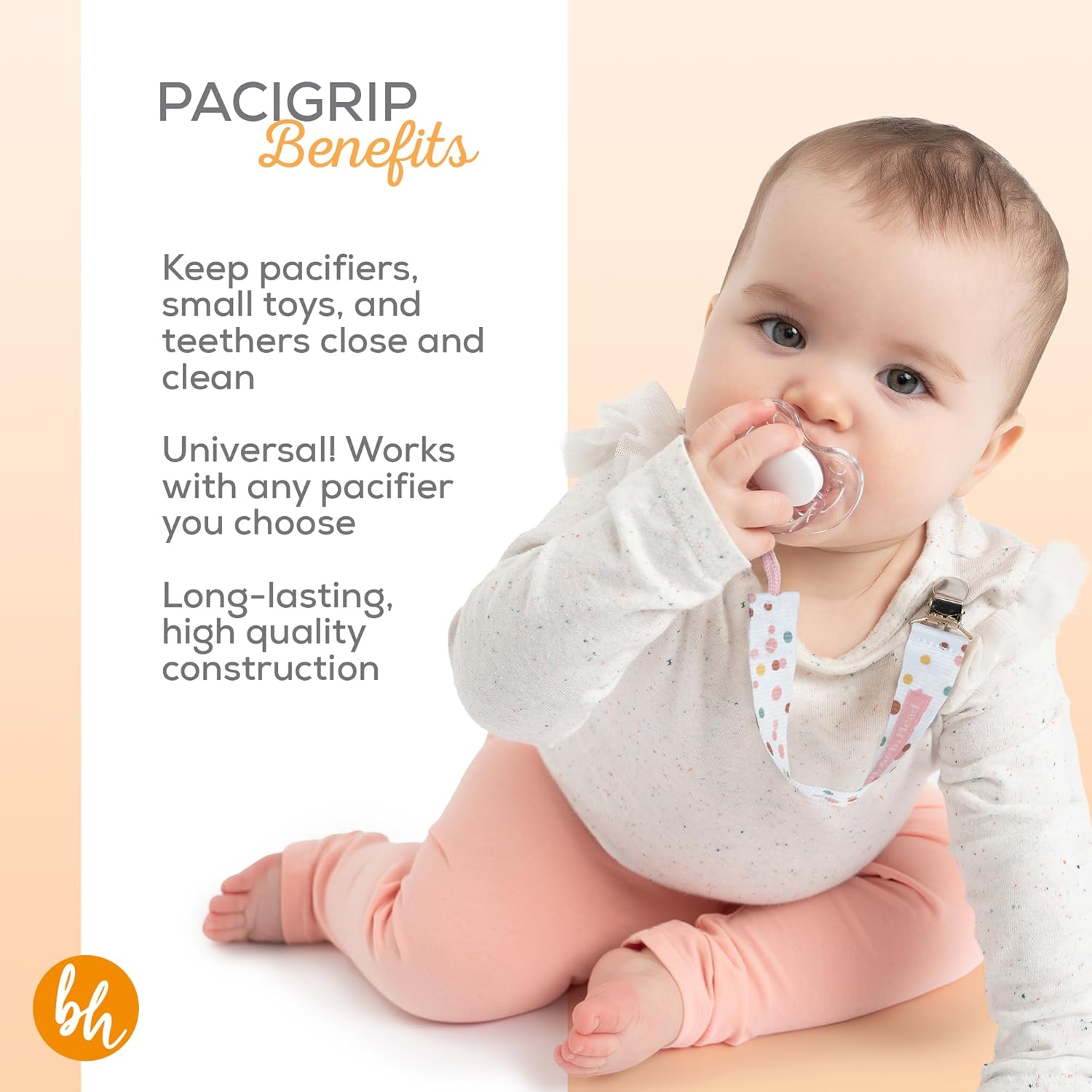 BooginHead by Infantino Universal Pacifier Clips, Infant & Toddler Girls, Pink Daisies image 3 of 6 B0CZMCCLGN