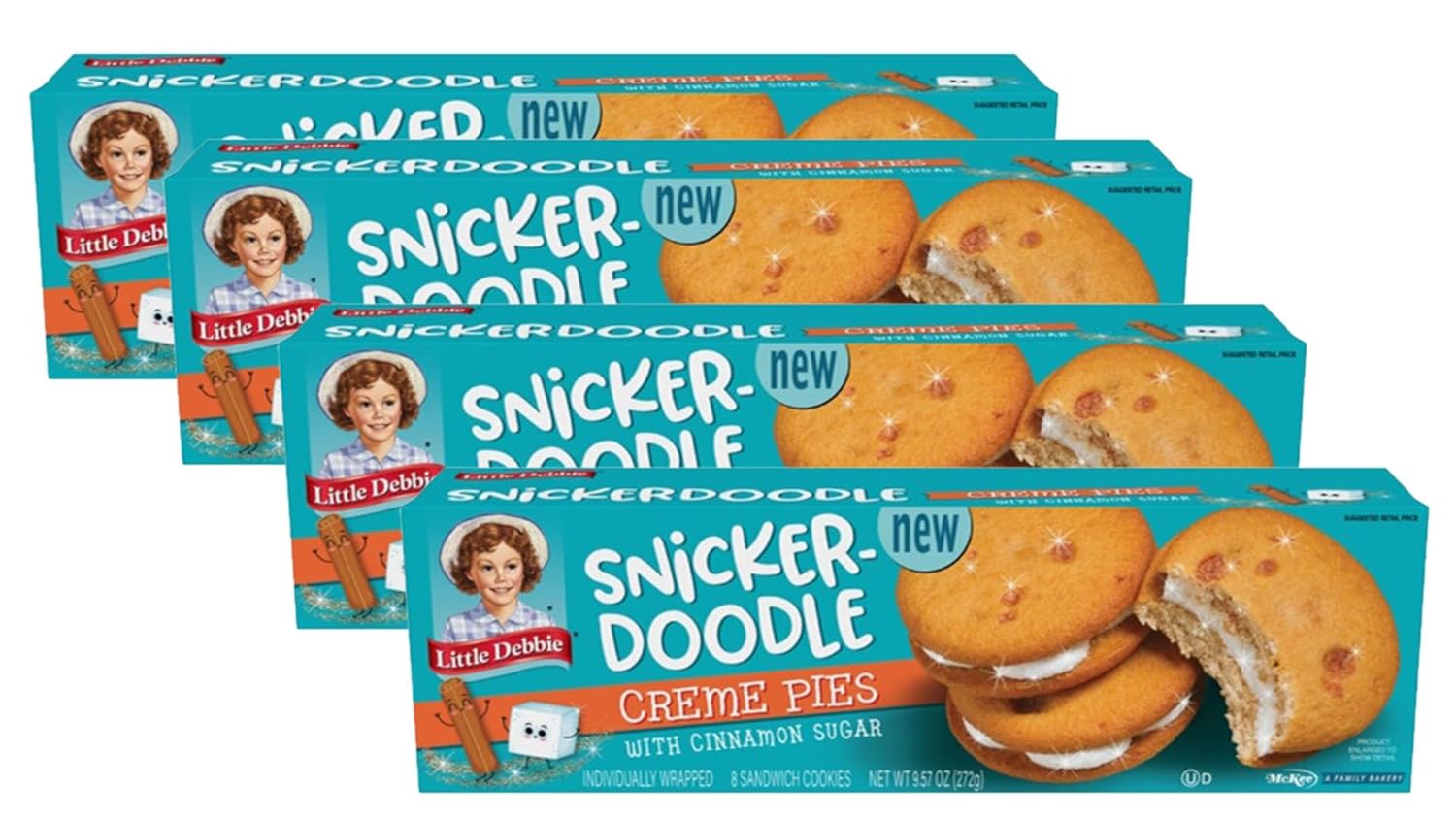 Little Debbie Snacks Snickerdoodle Creme Pies, (Pack of 4