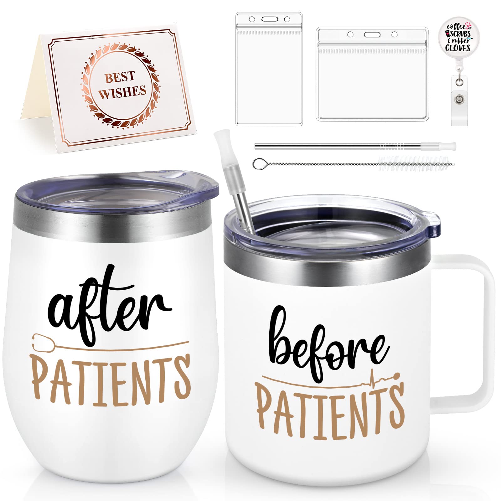 LiqCool Regalos para médicos y enfermeras, juego de pacientes antes y después, tazas de 12 onzas para profesionales médicos