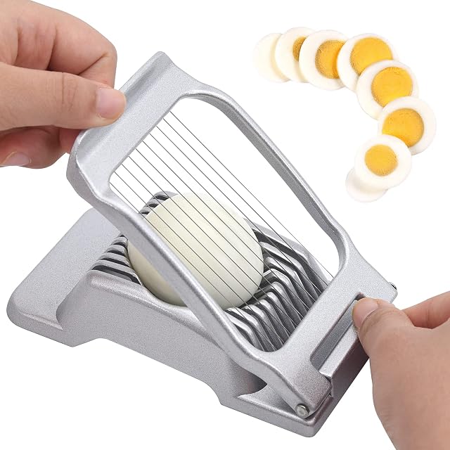 Egg Slicer, Egg Slicer for Hard Boiled Eggs, Heavy Duty Aluminum Egg Cutter Heavy Duty Slicer, Multipurpose Strawberry Slicer for Egg Strawberry Soft Fruit