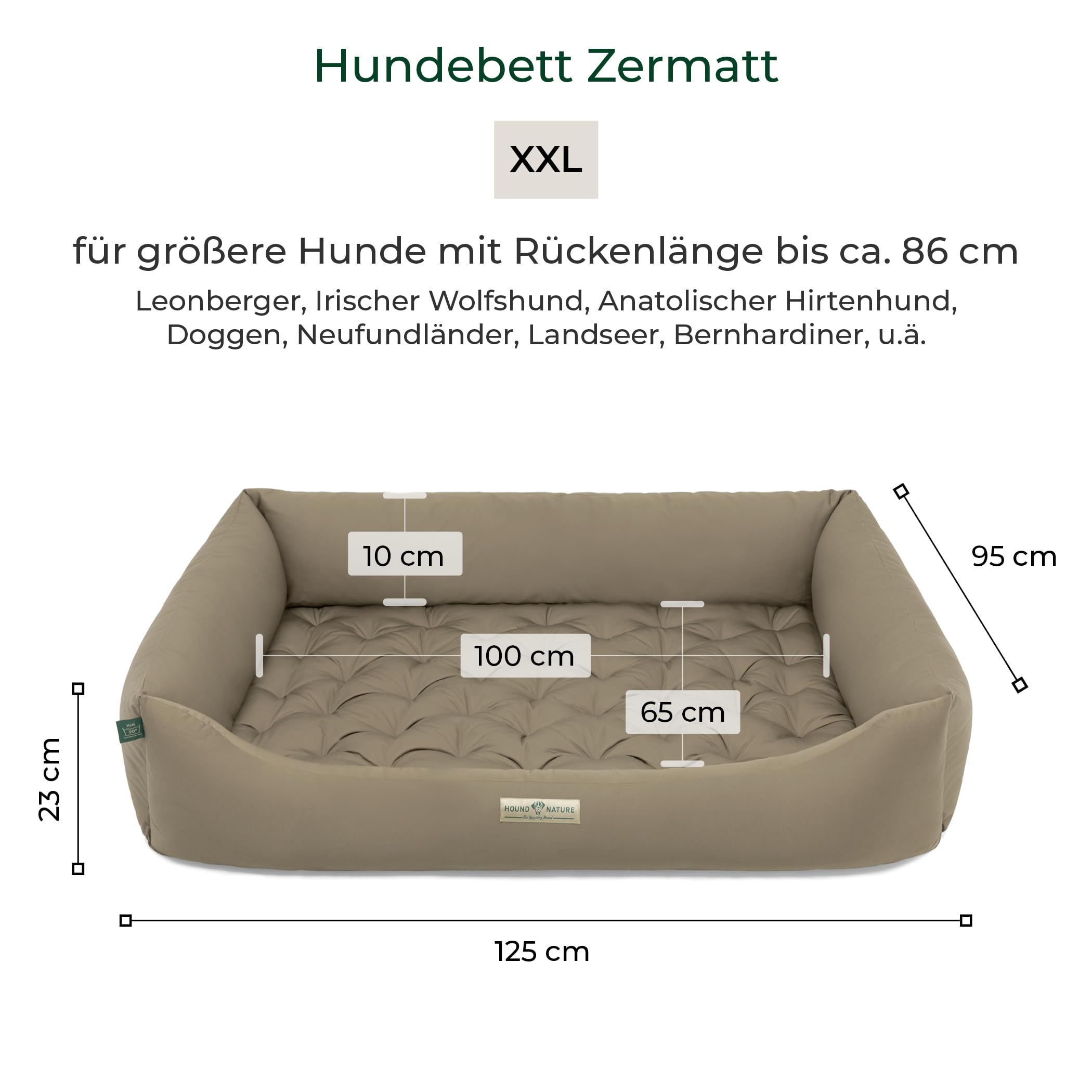 HOUND & NATURE | ekologiczne legowisko dla psa Zermatt | ortopedyczne/twarde | rozm. XXL dla bardzo dużych psów – przytulne legowisko dla psa nadaje się do prania z dwustronną poduszką do leżenia (XXL