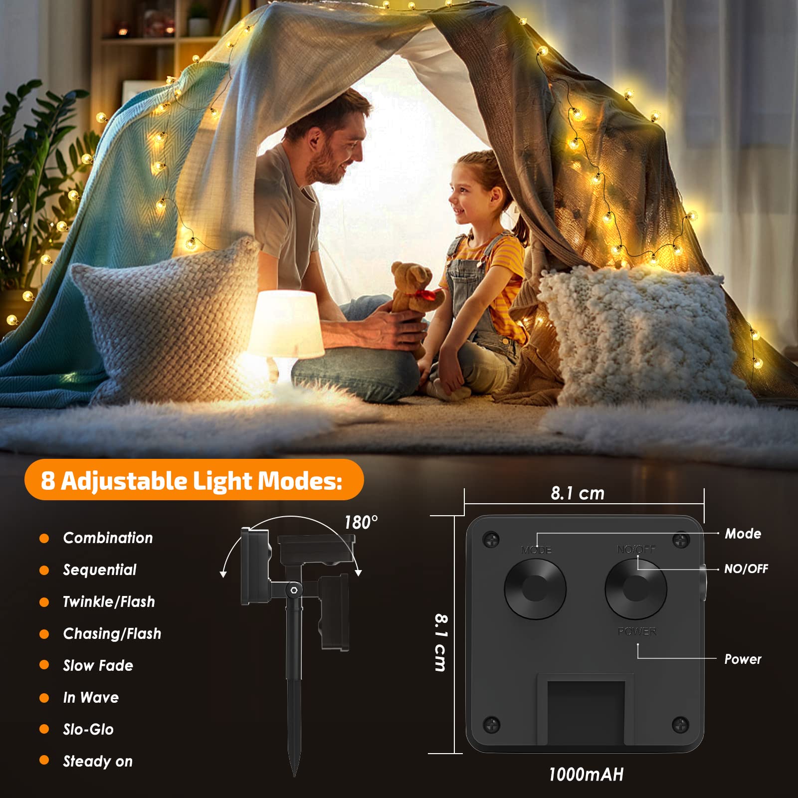 Solar Fairy Lights Outdoor Waterproof, 60LED Solar Garden Lights - Image 4