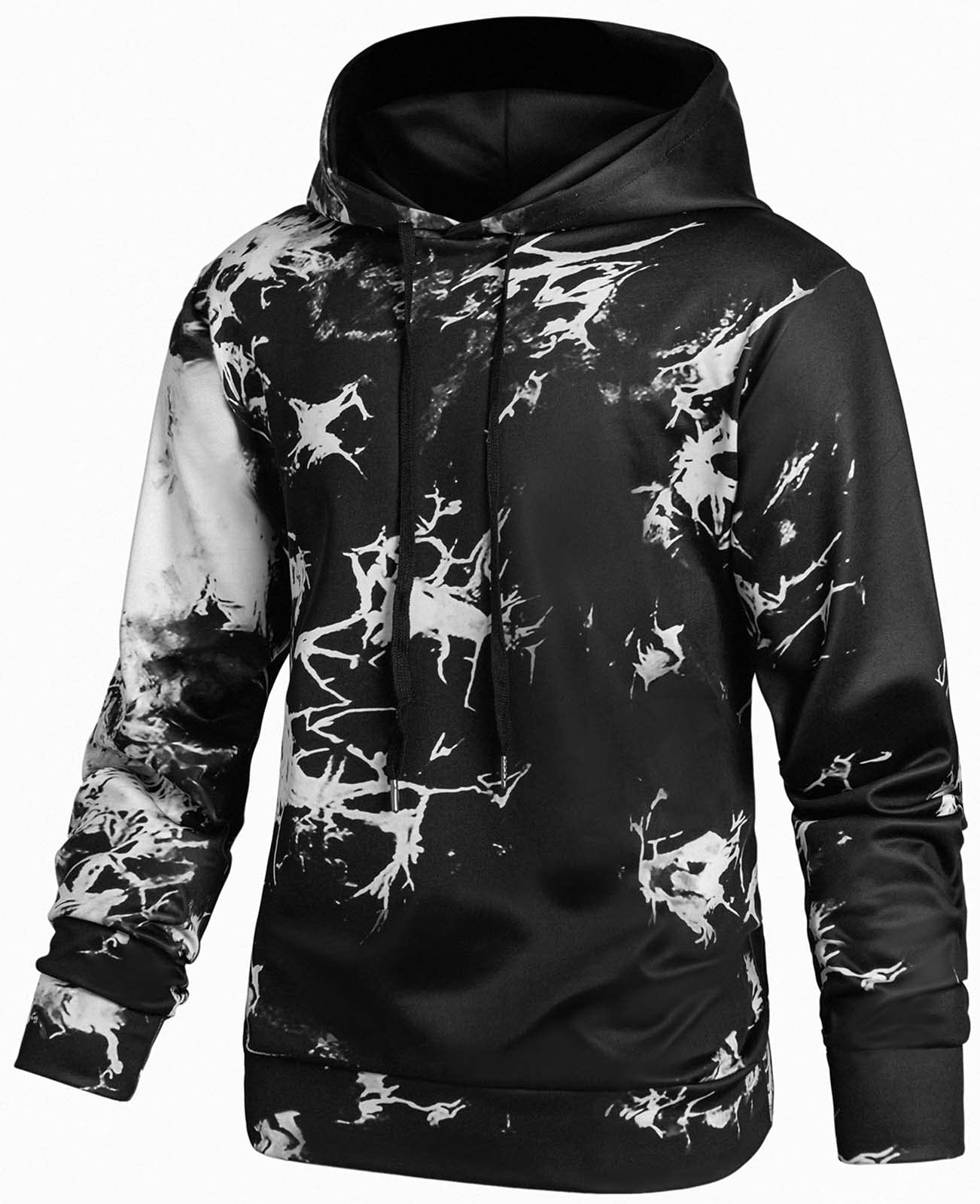 KeasmtoMens Hoodies Pullover Tie Dye Graphic Hoodie Long Sleeve Casual Sweatshirts with Pocket