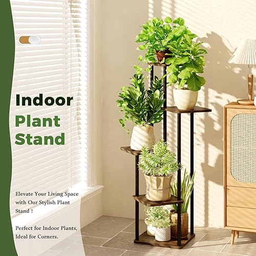 Miniatura 2 de Soporte de 5 niveles para plantas de interior, estante de esquina para múltiples plantas para patio, jardín, balcón, sala de estar, dormitorio,