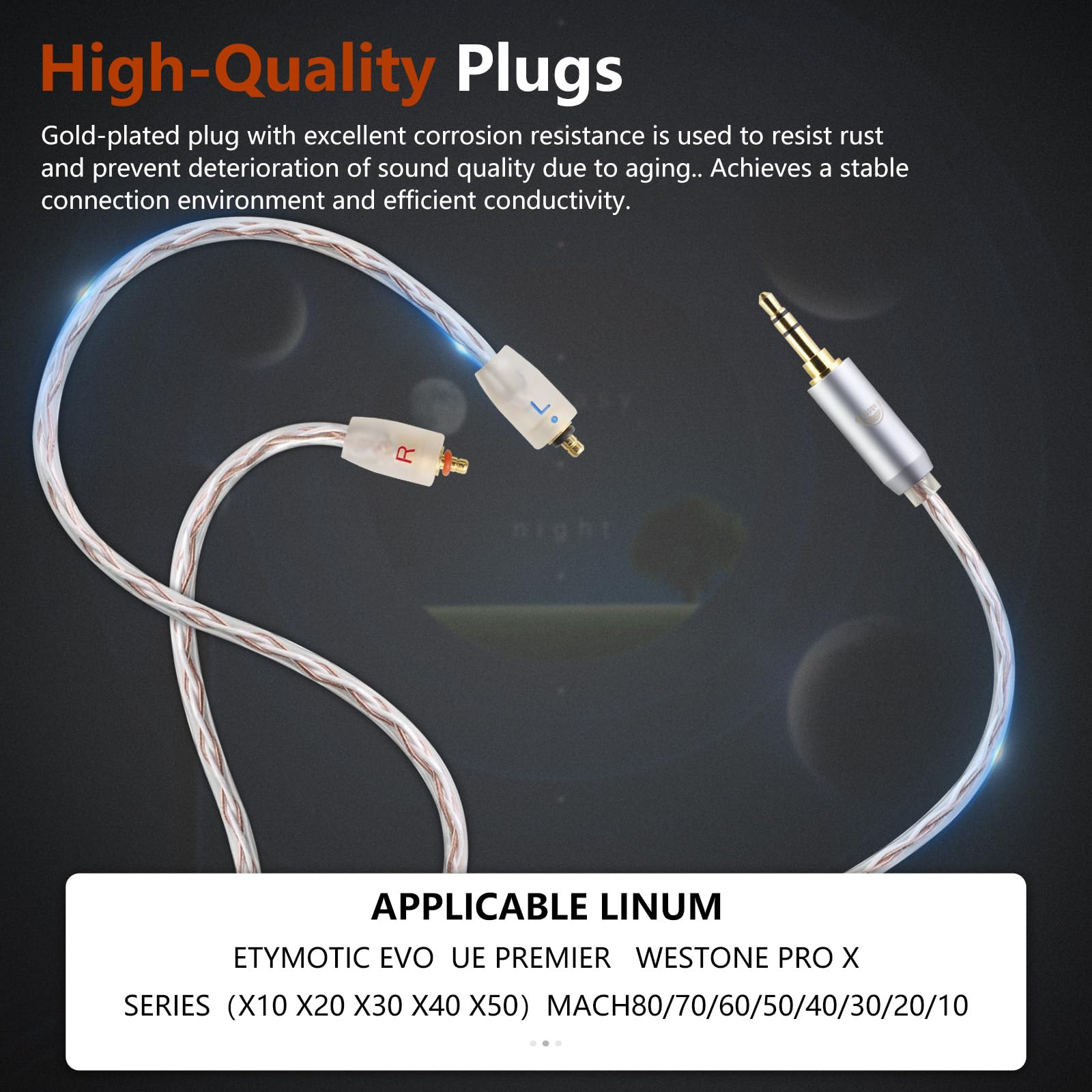 okcsc IPX Câble audio de rechange 3,5 mm vers prise jack stéréo IPX pour casque Bose Quiet Comfort QC25, QC35, On-Ear 2, OE2, OE2i