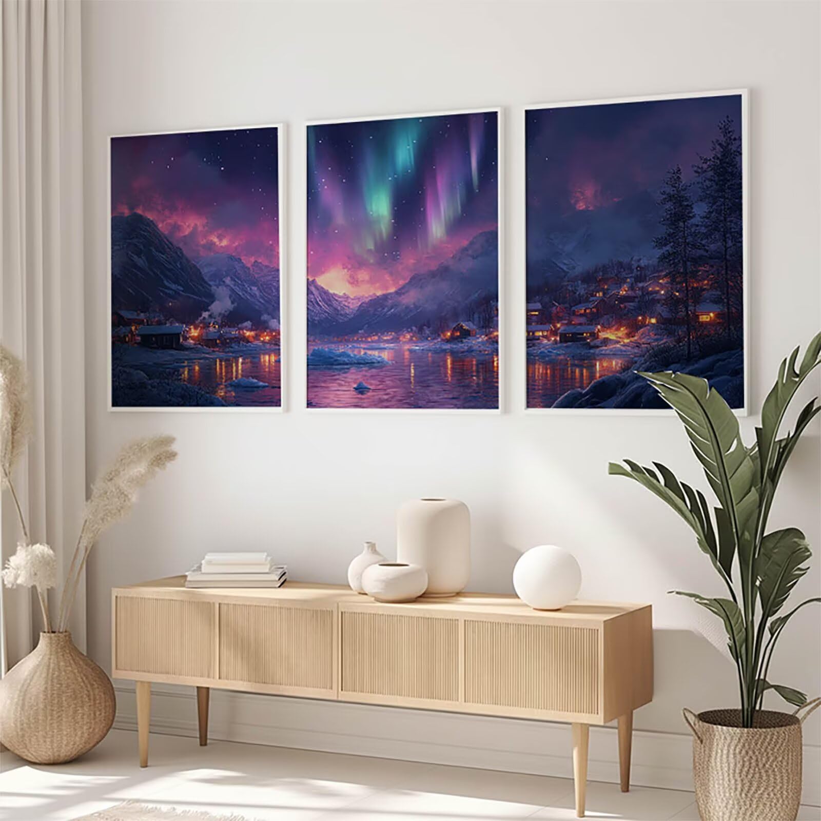 3 Pezzi Diamond Painting per Adulti Aurora 5D Diamond Painting Crystal Art Ricamo Quadrato Pequeñoggio per Principianti Adulti, Arredamento per la Casa Decorazioni da Parete 60x90cm a-6192