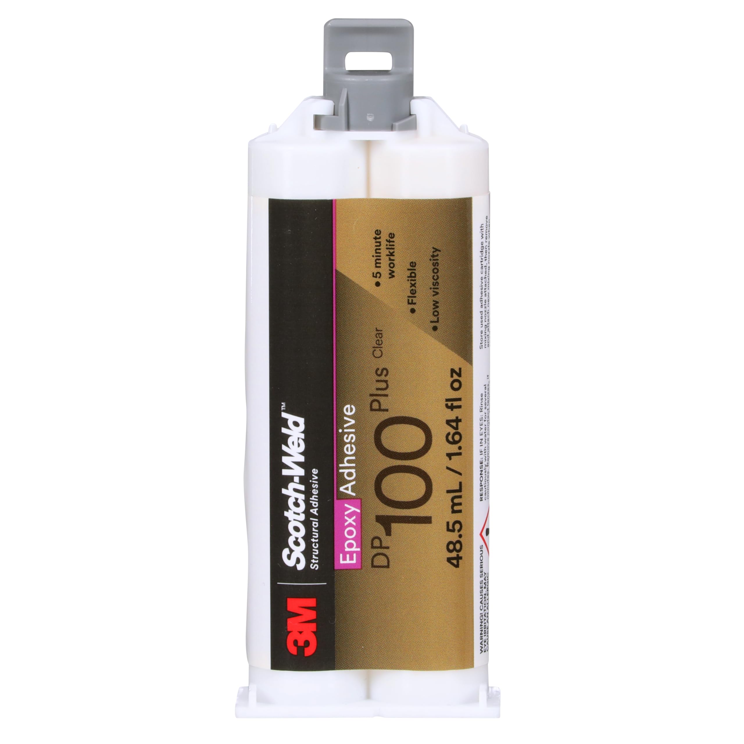 3M Scotch-Weld Epoxy Adhesive DP100 Plus, Clear, Professional Grade, Fast Handling and Cure, 48.5 mL (1.64 fl oz) Duo-Pak