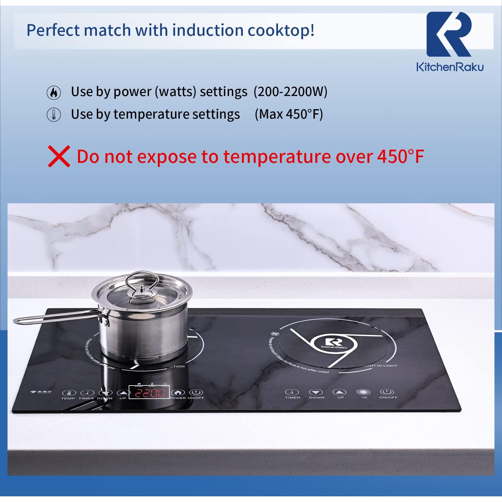 KitchenRaku Grande Tappetino Protettivo Per Piano Cottura A Induzione, In Silicone, Magnetico, Protezione Antigraffio Per Piano Cottura A Induzione, Tappetini In Silicone Multifunzione (52 X 78 Cm