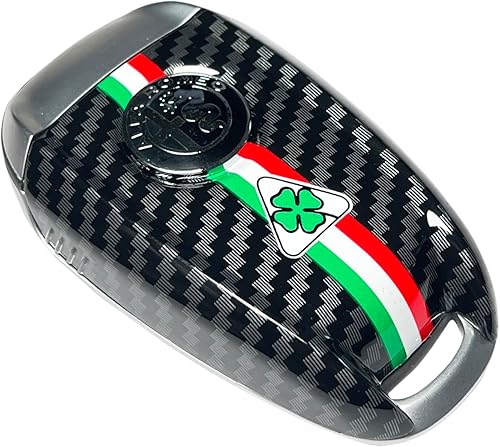 Miniatura 5 de Funda de repuesto para llave de automóvil con logotipo negro de fibra de carbono ABS, estilo 3D, para Alfa Romeo Giulia Stelvio Tonale (logotipo