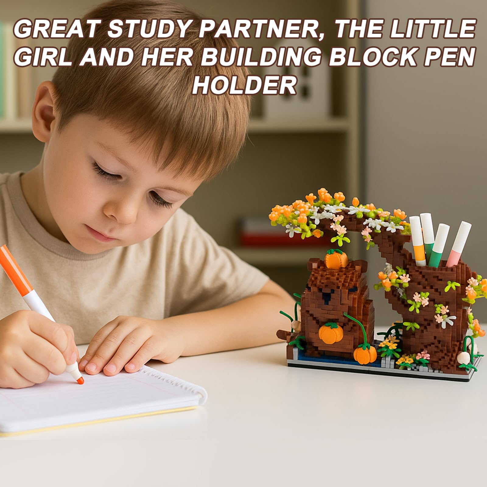 runpeak Capybara Blocks Pen Holder - Cute Guinea Pig Desk Organiser with Light, Capybara Pen Pot for Desk Tidy, Animal Shaped Office Organiser for Toy and DIY - Image 3
