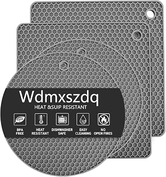 Silicone Trivets for Kitchen Worktops, 4 Pack Heat Resistant Trivet Mats, Non Slip Hot Pads for Pots & Pans, Countertop Protector Grey