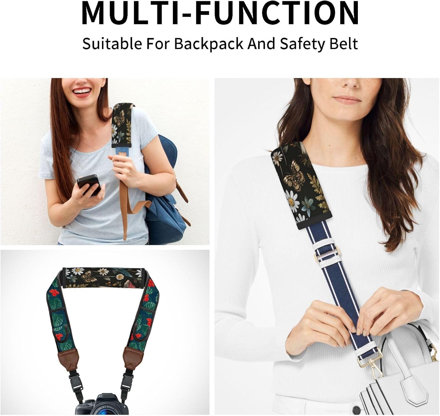 Seat Belt Cover Pad Forest Mushroom Butterfly Snails Flower Soft Safety Car Automotive Seat Belt Pads Cushion Shoulder Strap Covers for Cars or Bags, 2 Pcs