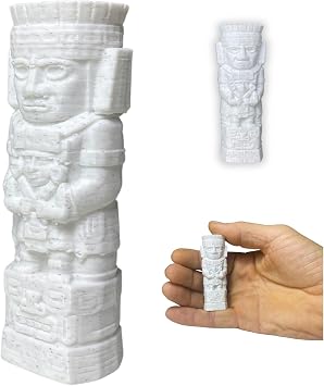 Ancient Aztec Totem Statue Mayan Tribal Stone Finish Idol Figurine Historical Mesoamerican Artifact Replica Faux Marble Desktop Decor & Mystic Home Altar Ornament