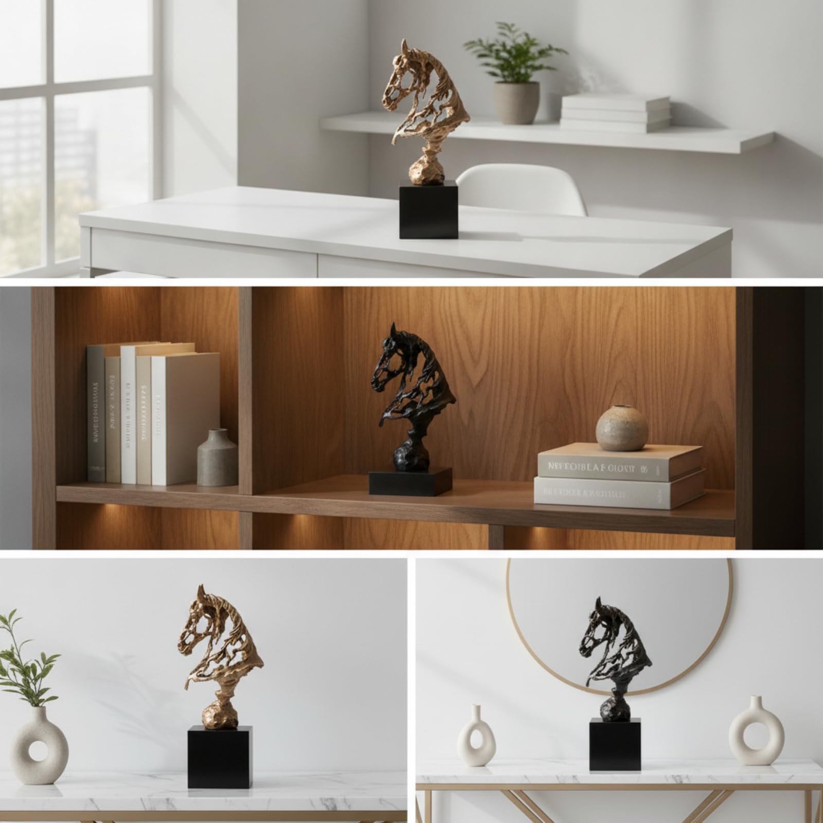 Colcolo Sculpture Tête Ajré Statue Tête Socle, Polie, pr Bureau, Bronze, Grand