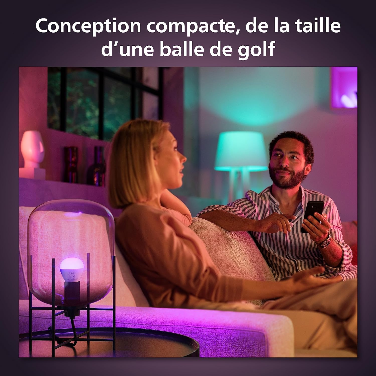 Philips Hue White and color ambiance, ampoule LED connectée sphérique compatible Bluetooth, E14, fonctionne avec Alexa, Google Assistant et Apple Homekit, lot de 2